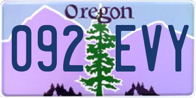 OR license plate 092EVY