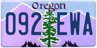 OR license plate 092EWA