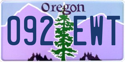 OR license plate 092EWT