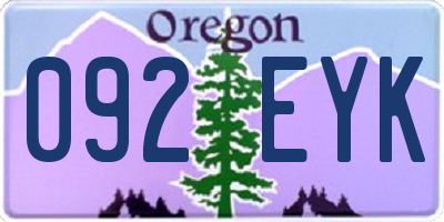 OR license plate 092EYK