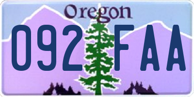 OR license plate 092FAA