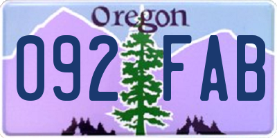 OR license plate 092FAB