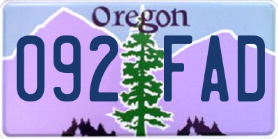 OR license plate 092FAD