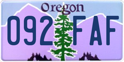 OR license plate 092FAF