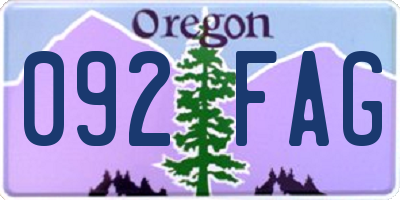 OR license plate 092FAG