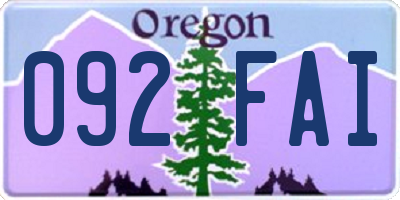 OR license plate 092FAI
