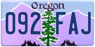 OR license plate 092FAJ