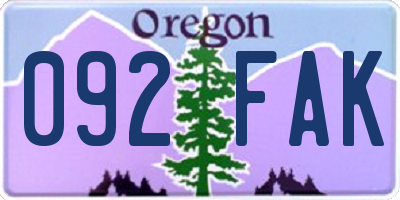 OR license plate 092FAK