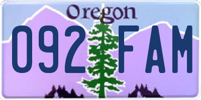 OR license plate 092FAM
