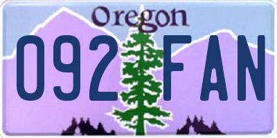OR license plate 092FAN