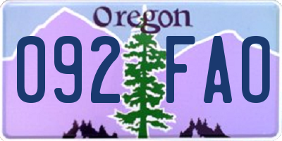 OR license plate 092FAO