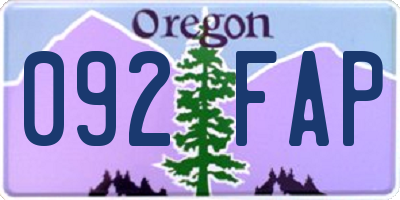 OR license plate 092FAP