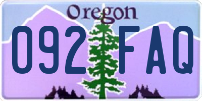 OR license plate 092FAQ