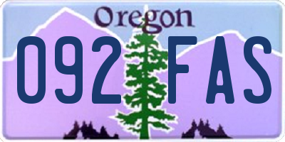 OR license plate 092FAS