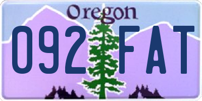 OR license plate 092FAT