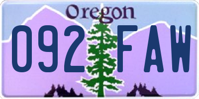 OR license plate 092FAW