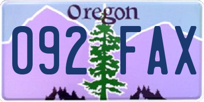 OR license plate 092FAX