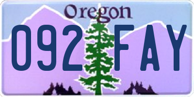 OR license plate 092FAY
