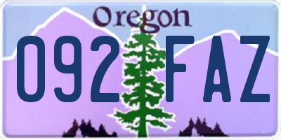 OR license plate 092FAZ