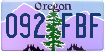 OR license plate 092FBF