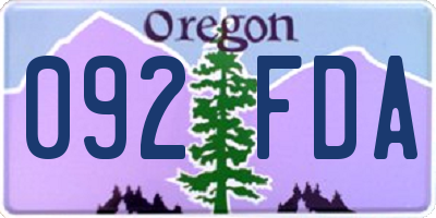 OR license plate 092FDA