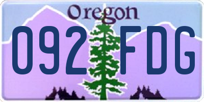 OR license plate 092FDG