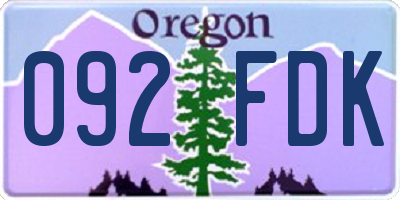 OR license plate 092FDK
