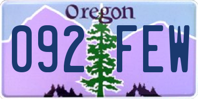 OR license plate 092FEW