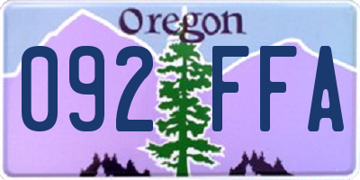 OR license plate 092FFA