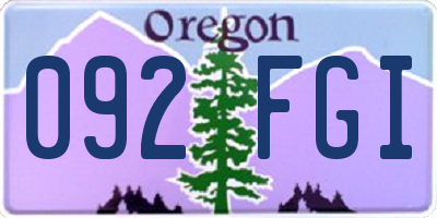 OR license plate 092FGI