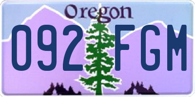 OR license plate 092FGM