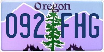 OR license plate 092FHG