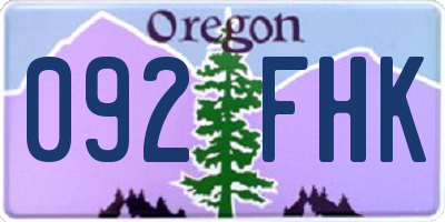 OR license plate 092FHK