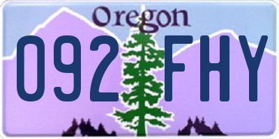 OR license plate 092FHY