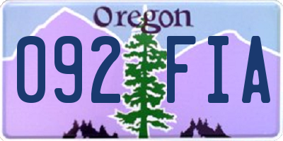 OR license plate 092FIA