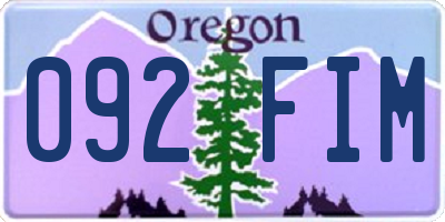OR license plate 092FIM