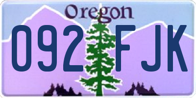 OR license plate 092FJK