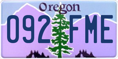 OR license plate 092FME