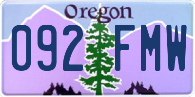 OR license plate 092FMW