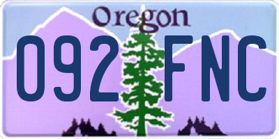 OR license plate 092FNC