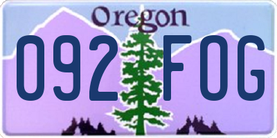 OR license plate 092FOG