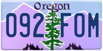 OR license plate 092FOM