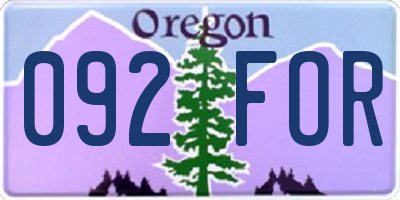 OR license plate 092FOR