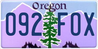 OR license plate 092FOX