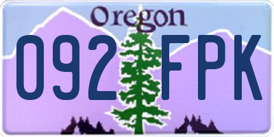 OR license plate 092FPK