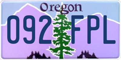 OR license plate 092FPL