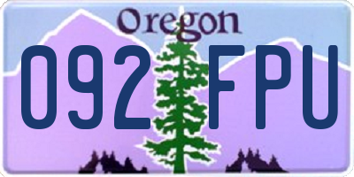 OR license plate 092FPU