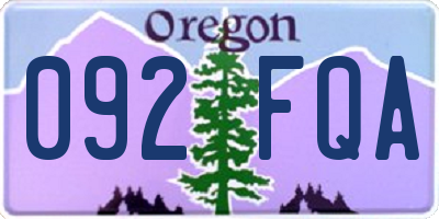 OR license plate 092FQA
