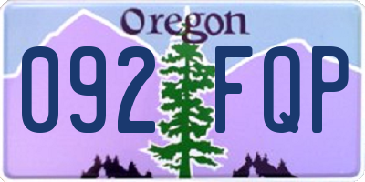 OR license plate 092FQP