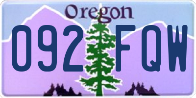 OR license plate 092FQW